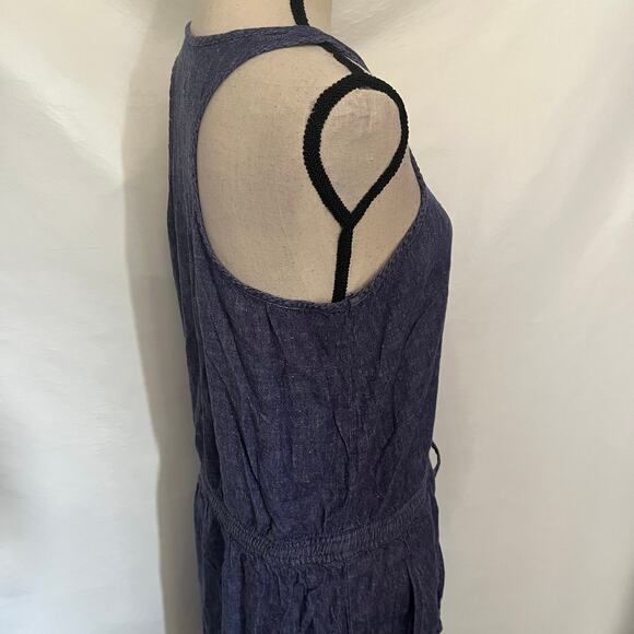 Lou & Grey Linen Blend Chambray Jumper Dress Sz M Coastal Loungecore Minimal - Picture 11 of 14